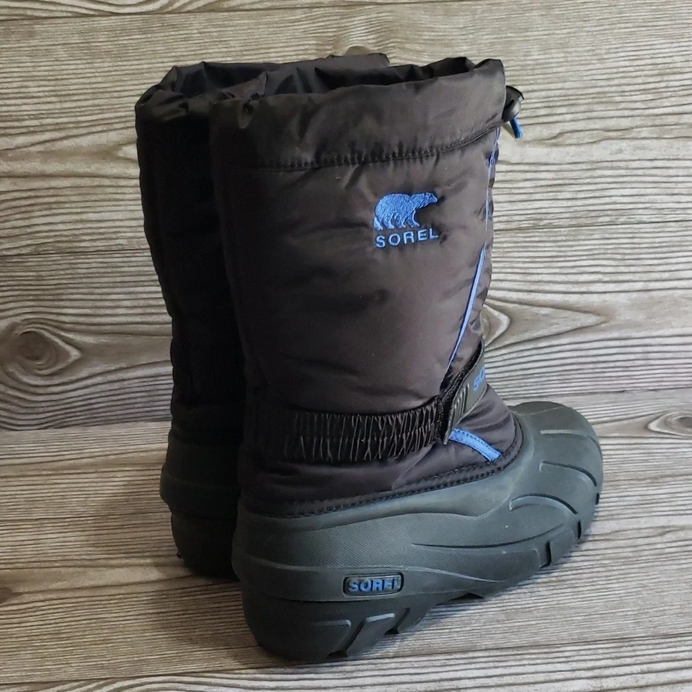 Sorel Black And Blue Youth Winter Rain Boots Size 4